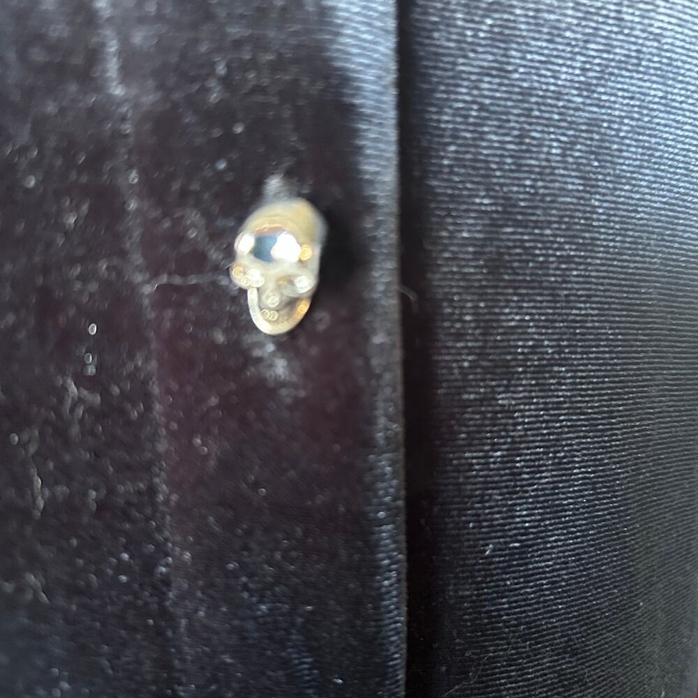 ModCloth Black Velvet Dress – L – Skull Button Goth Wednesday Style - Picture 3 of 6